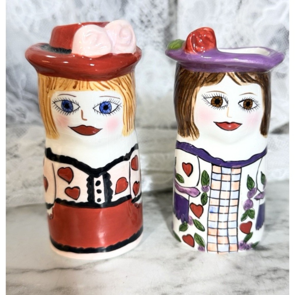 Ganz Bella Casa Susan Paley Judy & Victoria 4" Hearts Vase w/Magnet (A3174)